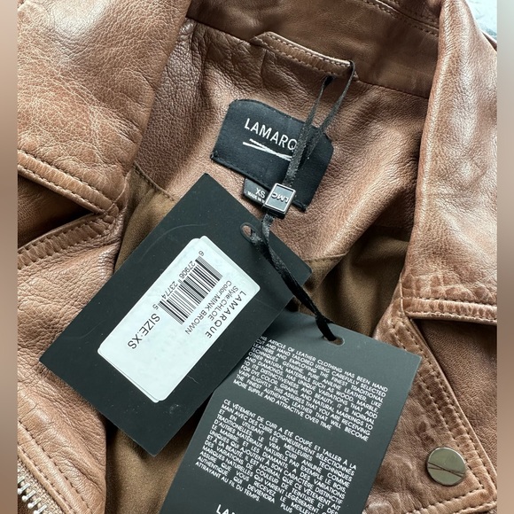 NEW w Tags LaMarque Grained Moto Leather Biker Jacket Washed All Saints Acne - Picture 9 of 9